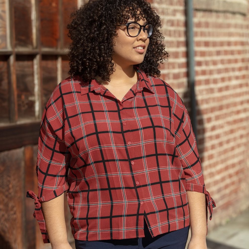 Plaid Button Down Collar Shirt